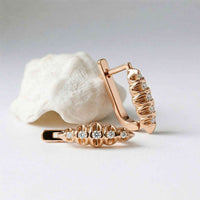 0.26Ct Moissanite Textured Cascade Drop Earrings Rose Gold