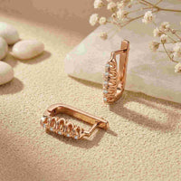 0.26Ct Moissanite Textured Cascade Drop Earrings Rose Gold
