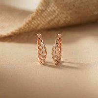 0.26Ct Moissanite Textured Cascade Drop Earrings Rose Gold