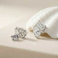 3.60Ct Moissanite Dual Shape Stud Earrings White