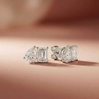 3.60Ct Moissanite Dual Shape Stud Earrings White