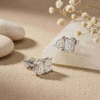 3.60Ct Moissanite Dual Shape Stud Earrings White