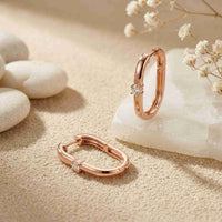 0.19Ct Moissanite Minimal Bar Hoop Earrings Rose Gold