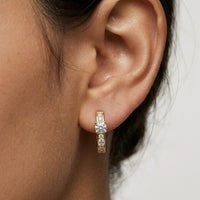 0.79Ct Moissanite Round Huggie Hoop Earrings Gold