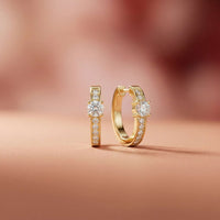 0.79Ct Moissanite Round Huggie Hoop Earrings Gold