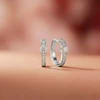 0.79Ct Moissanite Round Huggie Hoop Earrings White