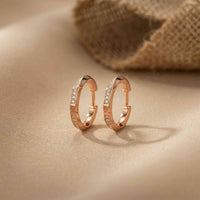 0.38Ct Moissanite Classic Line Hoop Earrings Rose Gold