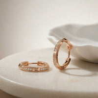 0.38Ct Moissanite Classic Line Hoop Earrings Rose Gold
