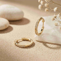 0.38Ct Moissanite Classic Line Hoop Earrings Gold