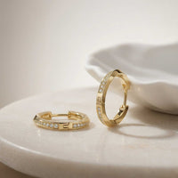 0.38Ct Moissanite Classic Line Hoop Earrings Gold