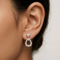 3.26Ct Moissanite Teardrop Halo Drop Earrings Rose Gold