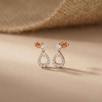 3.26Ct Moissanite Teardrop Halo Drop Earrings Rose Gold