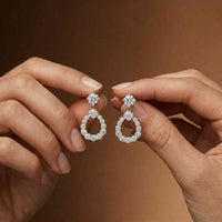 3.26Ct Moissanite Teardrop Halo Drop Earrings White