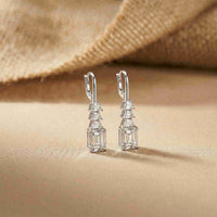9.52Ct Moissanite Emerald Drop Tiered Earrings White