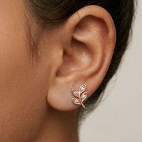 0.28Ct Moissanite Leaf Branch Stud Earrings Rose Gold
