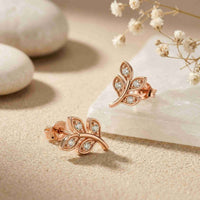 0.28Ct Moissanite Leaf Branch Stud Earrings Rose Gold