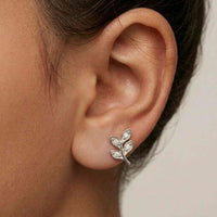 0.28Ct Moissanite Leaf Branch Stud Earrings White