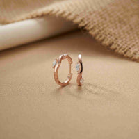 0.25Ct Moissanite Wave Curve Marquise Hoop Earrings Rose Gold