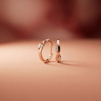 0.25Ct Moissanite Wave Curve Marquise Hoop Earrings Rose Gold