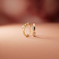 0.25Ct Moissanite Wave Curve Marquise Hoop Earrings Gold
