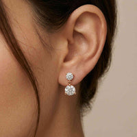 3Ct Moissanite Double Drop Round Earrings Rose Gold
