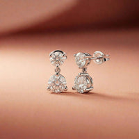 3Ct Moissanite Double Drop Round Earrings White