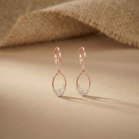 0.27Ct Moissanite Oval Drop Hoop Earrings Rose Gold