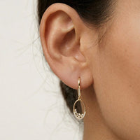 0.27Ct Moissanite Oval Drop Hoop Earrings Gold