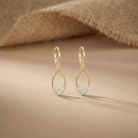 0.27Ct Moissanite Oval Drop Hoop Earrings Gold