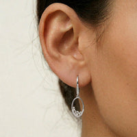0.27Ct Moissanite Oval Drop Hoop Earrings White