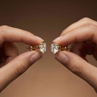 4Ct Moissanite Classic Round Solitaire Stud Earrings Gold