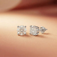 4Ct Moissanite Classic Round Solitaire Stud Earrings White