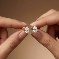 3.5Ct Moissanite Elegant Pear Cut Solitaire Stud Earrings Rose Gold