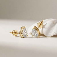 3.5Ct Moissanite Elegant Pear Cut Solitaire Stud Earrings Gold