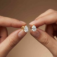 3.5Ct Moissanite Elegant Pear Cut Solitaire Stud Earrings Gold