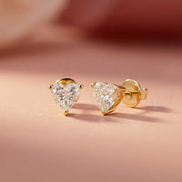 1.5Ct Moissanite Classic Heart Cut Solitaire Stud Earrings Gold
