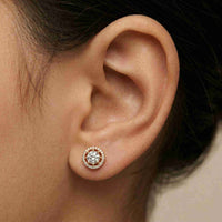 2.52Ct Moissanite Classic Halo Stud Earrings Rose Gold