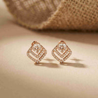3.41Ct Moissanite Chevron Halo Drop Stud Earrings