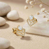 3.41Ct Moissanite Chevron Halo Drop Stud Earrings
