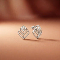 3.41Ct Moissanite Chevron Halo Drop Stud Earrings