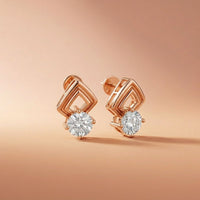 2.5Ct Moissanite Geometric Chevron Drop Stud Earrings Rose Gold
