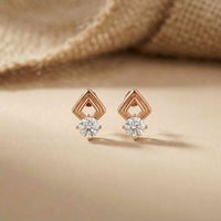 2.5Ct Moissanite Geometric Chevron Drop Stud Earrings Rose Gold