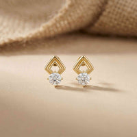 2.5Ct Moissanite Geometric Chevron Drop Stud Earrings Gold