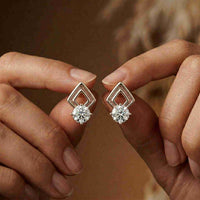 2.5Ct Moissanite Geometric Chevron Drop Stud Earrings White