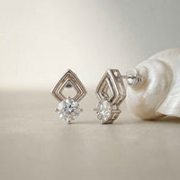 2.5Ct Moissanite Geometric Chevron Drop Stud Earrings White