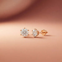 1.22Ct Moissanite Classic Six Prong Stud Earrings Rose Gold