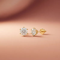 1.22Ct Moissanite Classic Six Prong Stud Earrings Gold