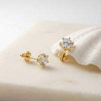1.22Ct Moissanite Classic Six Prong Stud Earrings Gold