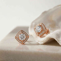 2.9Ct Moissanite Square Halo Stud Earrings