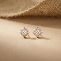 2.9Ct Moissanite Square Halo Stud Earrings